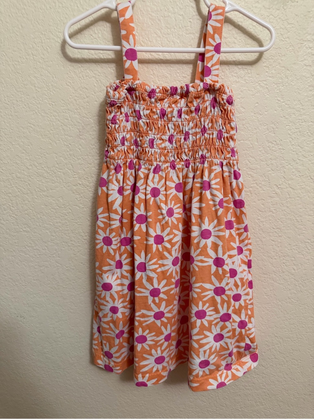 Hanna Andersson Orange Sundress with Pink and White Daisy Print